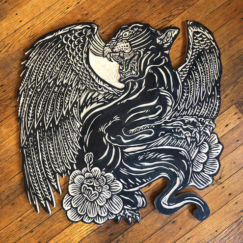 Panther Woodcut
