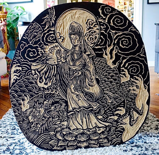 Quan Yin Woodcut
